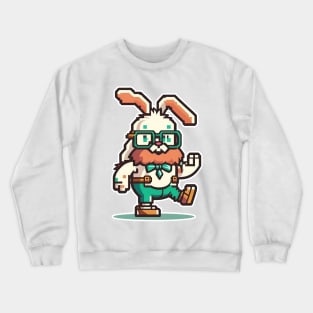 Cute happy kawaii 8-bit 16-bit pixel easter rabbit bunny Crewneck Sweatshirt